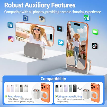 Magnetic Phone Camera Grip,Smartphone Shooting Holder, Selfie Handle Fun Shot Magnetic Grip for iPhone & Android with Wireless Shutter Button, Creator Kit for TikTok/Selfies/Photography/Video - size: Phone Camera Grip no Light