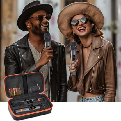 Wireless Microphone Case Compatible with JBL Wireless Two Microphone System, Handheld Dual Mic Travel Bag for Singing or Karaoke for Receivers, Adapters, AA Batteries - color: Black
