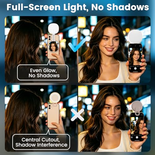 SJZXVZ Magnetic Selfie Light, 3-Mode Phone Light Compatible with Phone Magsa for Selfies/Photography/TikTok/Zoom Calls/Video Conference, Long-Lasting & Rechargeable, CRI97 - color: White