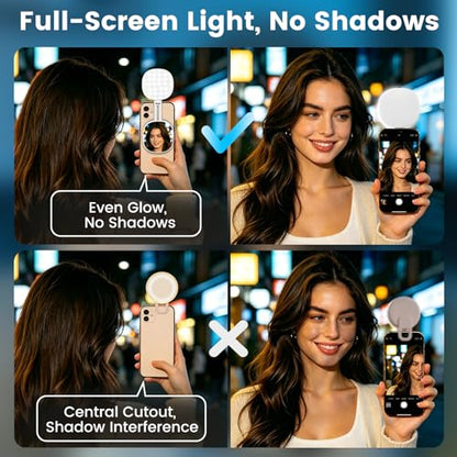 SJZXVZ Magnetic Selfie Light, 3-Mode Phone Light Compatible with Phone Magsa for Selfies/Photography/TikTok/Zoom Calls/Video Conference, Long-Lasting & Rechargeable, CRI97 - color: White