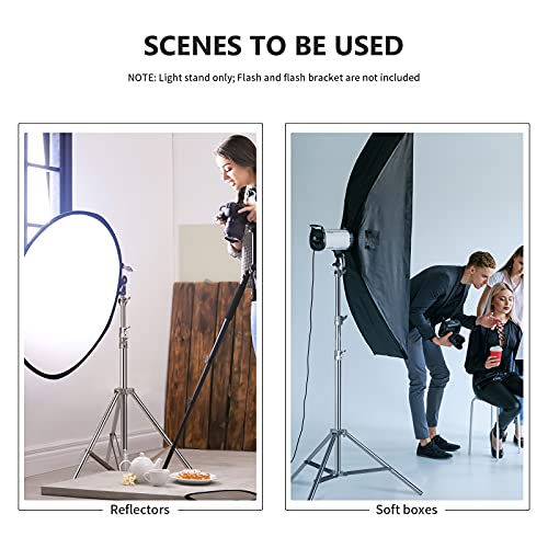 NEEWER 79"/2m Stainless Steel Light Stand, Spring Cushioned Heavy Duty Photography Tripod Stand with 1/4” to 3/8” Universal Screw Adapter for Strobe, LED Video Light, Ring Light, Monolight, Softbox - style: ST-200SS
