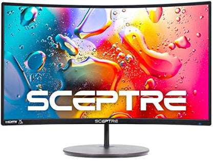 Sceptre Curved 24-inch Gaming Monitor 1080p R1500 98% sRGB HDMI x2 VGA Build-in Speakers, VESA Wall Mount Machine Black (C248W-1920RN Series) - style: 24" Curved Gaming