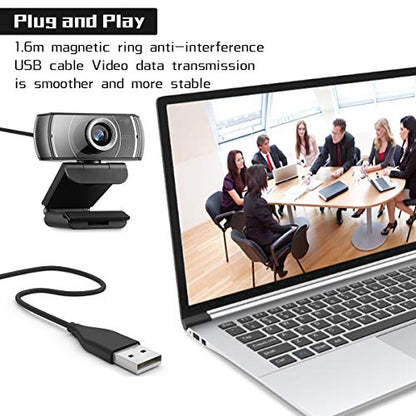 Webcam with Microphone 1080P 60FPS, Privacy Cover Web Camera for Desktop, Autofocus, Dual Noise-Cancelling Mics Streaming Webcam for Gaming, Laptop/Mac/Zoom/YouTube/Video Calling/Office