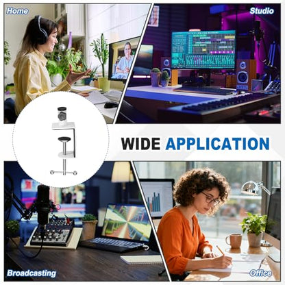 HARFINGTON Metal Table Clamp Mount 2.7" Hole Dia Clamp for Desk Lamp Mount Stand Universal Cantilever Bracket with Adjustable Screw Plastic Handle for Microphone Arm Lamp Stand, White - size: 2.7", style: Plastic Handle