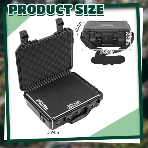Relaxweex 16.34 x 12.4 x 6.5 Inch Waterproof Hard Case with DIY Customizable Foam Detachable Shoulder Strap and Utility Knife Waterproof Protective Case for Cameras, Lenses or Microphones, Equipments - size: 16.34 x 12.4 x 6.5 Inch