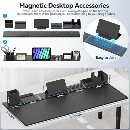 KDD 6 in 1 Mouse Mat with Magnetic Desktop Storage and Vertical Laptop Stand with Drawe