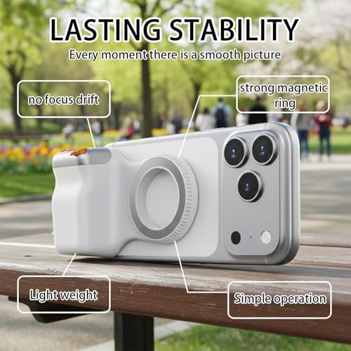 Magnetic Phone Grip with Remote Control Portable Shooting Handle for iPhone Universal Selfie Anti Shake Assistant,12.5 * 8CM