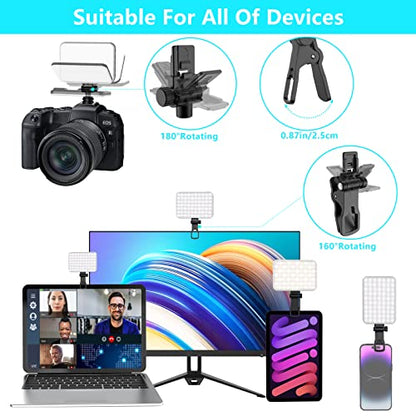 Anautin 60 LED 2200mAh Rechargeable Selfie Light, 7 Modes, 10-Level Brightness, Portable Clip on Light for Phone/Tablet/Laptop, Zoom Call Vlog Makeup TikTok Video Fill Light