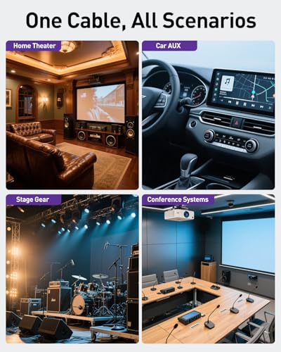 VCE 3.5mm to RCA Splitter Male Stereo Audio Y Cable 2-Pack, Gold Plated Adapter Compatible for TV,Smartphones, MP3, Tablets, Speakers,Home Theater (8 inch) - size: ['8 inches']