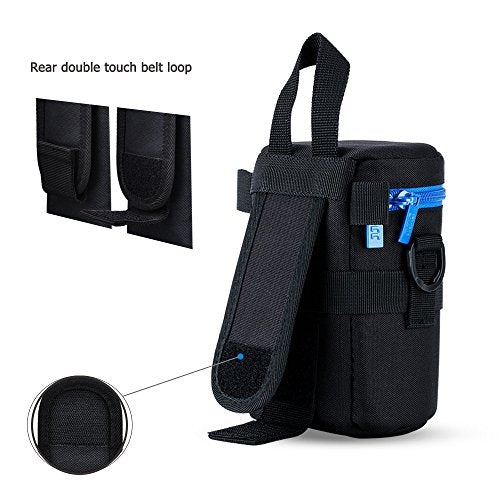 JJC Deluxe Lens Case Pouch Bag for Canon EF-S 17-55mm/17-85mm,EF 35mm f2, RF 85mm f2 Macro, Nikon AF-S 18-200mm/18-105mm/18-300mm/55-200mm, Fujifilm XF 56mm f1.2 R & More Lens Below 3.1" x 5.3"(D x L) - size: M Size