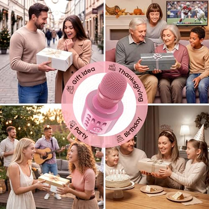 BONAOK Wireless Bluetooth Karaoke Microphone,3-in-1 Portable Handheld Karaoke Mic Speaker Machine Home Party Birthday for All Smartphones Q37 (P-Ink) - color: Pink