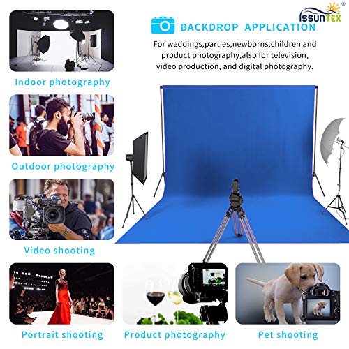 ISSUNTEX 10X20 ft Background Muslin Backdrop, Photo Studio, Collapsible High Density Screen for Video Photography and Television-Blue - color: Blue, size: 10X20 ft