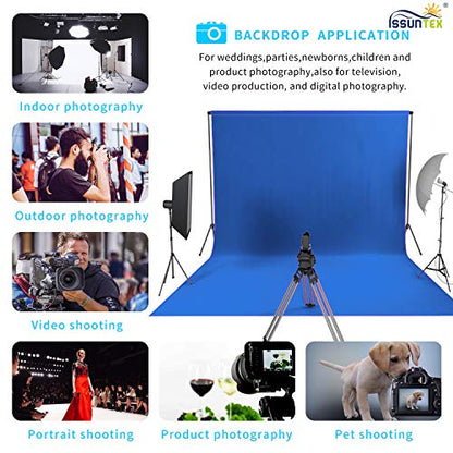 ISSUNTEX 10X20 ft Background Muslin Backdrop, Photo Studio, Collapsible High Density Screen for Video Photography and Television-Blue - color: Blue, size: 10X20 ft