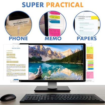 Barelove 2 Pack Monitor Memo Board (Left & Right) + Sticky Notes, Office Desktop Computer Students Accessories Multifunction Acrylic Screen Message Pad Side Panel - style: Left & Right