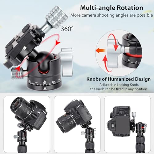 Koolehaoda Mini Ball Head with Arca Quick Release Plate, 360° Panoramic | Φ28mm Metal Ball Joint, 1/4" Screw, Max Load 22lbs/10kg, for DSLR Camera Tripod Monopod, Lightweight Aluminum - color: 28mm Ball Head
