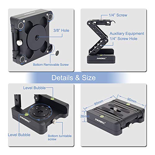 Z-Flex Tilt Tripod Head-INNOREL MH5 CNC Aluminum Alloy All Metal Flexible Folding Z Pan 360° Horizontal Rotation with Magic Arm and Phone Mounting Clip Max Load 6.61lb for Canon Nikon Sony DSRL Slider - size: MH5 Kit