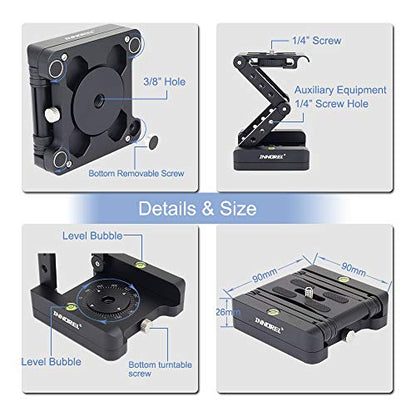 Z-Flex Tilt Tripod Head-INNOREL MH5 CNC Aluminum Alloy All Metal Flexible Folding Z Pan 360° Horizontal Rotation with 1/4" and 3/8" Screws, Max Load 6.61lb for Canon Nikon Sony DSRL Camcorder Slider - size: Only MH5