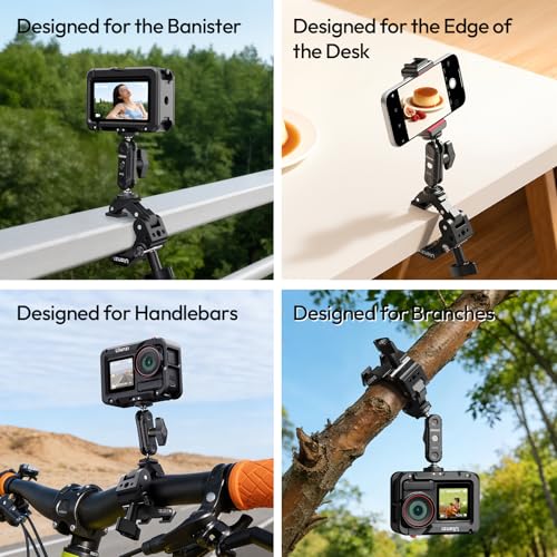 ULANZI CO78 Super Clamp Mount, 3-Jaw Y-Shape Super Clamp with Cold Shoe & 1/4"-20 Threads,ARRI Pins, Heavy Duty Camera Rig Mount for Monitors, LED Lights, Action Cameras, Desktop Rig, Load - Black