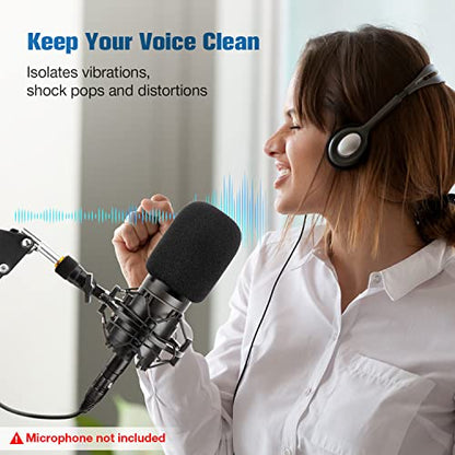 AT2020 Shock Mount with AT2020 Pop Filter, Microphone Shock Mount Compatible for Audio Technica AT2020 AT2035 ATR2500 Microphone by WIBOND