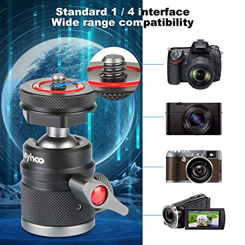 Mini Ball Head with 1/4" Hotshoe Mount Adapter 360 Degree Rotatable Aluminum Tripod Head for DSLR Cameras HTC Vive Tripods Monopods Camcorder Light Stand - size: 1/4" & 3/8"ColdShoe