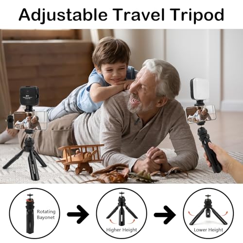 Vlogging Kit for iPhone, Android with Tripod, Wireless Lavalier Microphone, Selfie Light, YouTube Starter kit Content Creator Equipment with for Video Conference, Vlogging, YouTube, TikTok