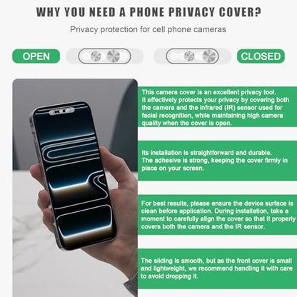Front Camera Cover Compatible for iPhone 17/17 Air/17Pro/17Pro Max/16/16Plus/16Pro/16Pro Max/15/15Plus/15Pro/15Pro Max/14Pro/Pro Max,On/Off Face Recogition,Protect Privacy and Security-Silver&Silver - color: Silver&Silver