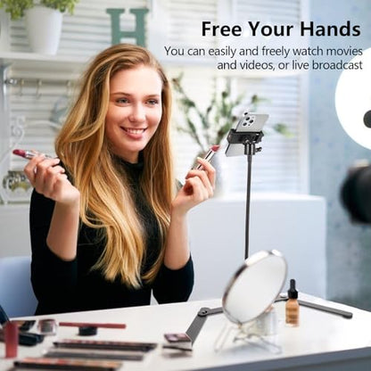 Overhead Phone Mount,Foldable Gooseneck Phone Holder,Overhead Tripod for iPhone, Webcam, Gopro, Pico Projector, Phone Stand for Recording, Live Streaming, Online Teaching