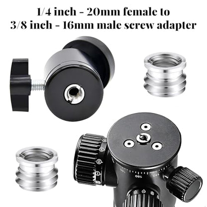 1/4 to 3/8 & 3/8 to 1/4 Camera Tripod Adapter, 4 Pack Double Head Stud Screw Thread Converter Male to Female Mounting Adapter for Camera, Monitor, Tripod, Mic Stand