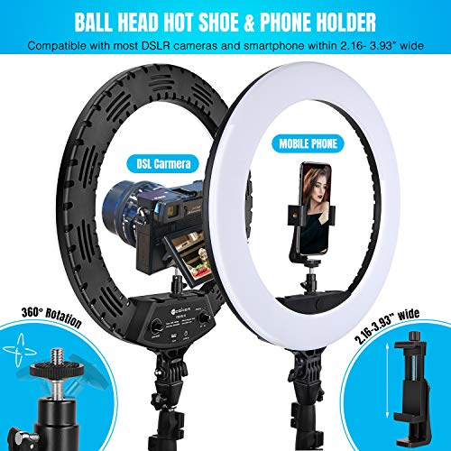 Ring Light 18 Inch LED Ringlight Kit with 73 inch Tripod Stand with Phone Holder Adjustable 3200-6000k Color Temperature Circle MUA Lighting for Camera for Vlog, Makeup,Youtobe, Video Shooting, Selfie - style: 18 Inch Ringlight