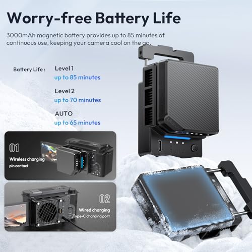 ULANZI CU01 Camera Cooler Kit, for DSLR & Mirrorless, Semiconductor Cooling Fan: 3000mAh Magnetic Rechargeable Battery, 3 Speeds, Auto Temp Control for Video Recording (Battery+Cooler)