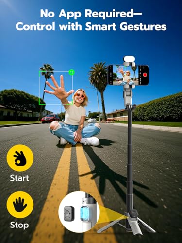 AOCHUAN Gimbal Stabilizer for iPhone, 4 in 1 Phone Gimbal w/360° Rotation for Andriod Sefie Stick Tripod w/Auto Face Tracking and Wireless Remote for TikTok -M3 Promini White - color: White