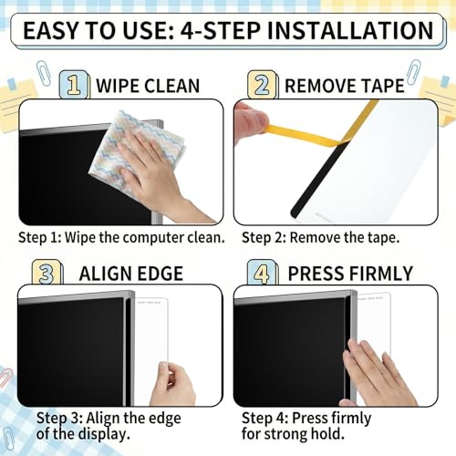 JJUNW 4 Pcs Monitor Memo Board, Computer Monitor Sticky Note Holder Acrylic Desk Accessories, Transparent Side Note Desktop Memo Board for Office Home Desktop