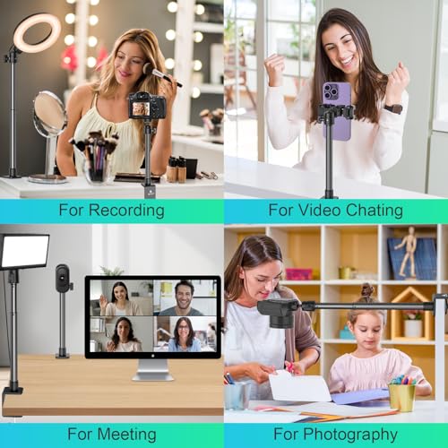Ailight Camera Desk Mount Webcam Stand, Adjustable Table Camera Stand with 1/4" Screw & C Clamp Overhead Tripod Webcam Mount for Logitech Obsbot insta360 Anker and Others - size: TS6001