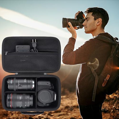 khanka Camera Case for Canon EOS Rebel R6V/T7/T100/T6/R50/R100/R5/R7/R8/R6 Mark II/SL3 DSLR Camera,Travel Protective Carrying Case for Canon EOS Rebel Camera and 18-55mm/18-45mm Lens(Case Only) - color: Black