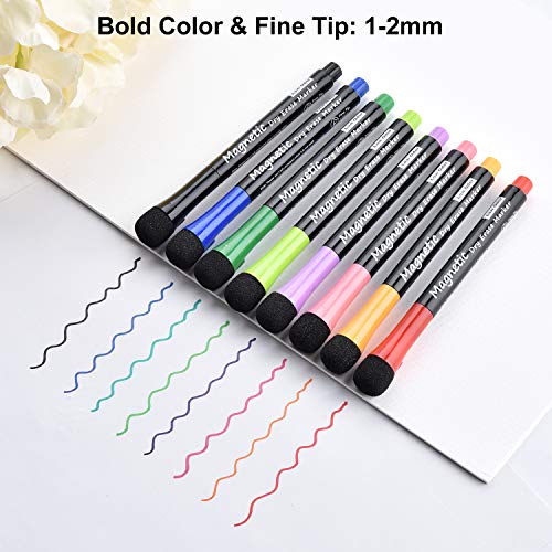 Magnetic Dry Erase Markers, (8 Pack) Dealkits Low Odor White Board Markers Whiteboard Markers with Erasers for Kids Teacher Supplies for Classroom Work on White Board, Calender, Fine Tip Point