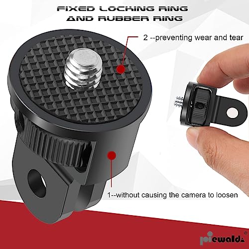 Aluminum Alloy Tripod Adapter,2pcs ¼-20 Conversion for Tripod Mount Adapter,Compatible with GoPro Action Camera / Insta360 / DJI OSMO/Series Action Camera and Other Standard 1/4 inch Accessories - color: silver black