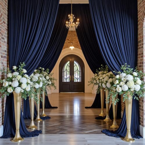 10ftx12ft Navy Blue Backdrop Curtains for Wedding-Wrinkle Free Backdrops Curtain Drapes Fabric Decorations Photo Back Drop Cloth for Baby Shower Photography 2Panels 12ft(H) x 5ft(W) - color: navy blue, size: W5' x H12'(2 panels)