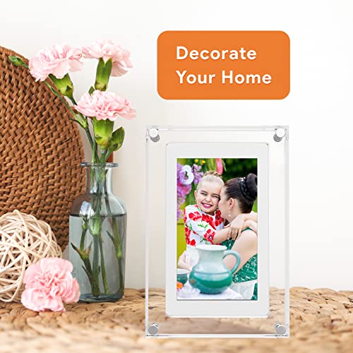 5 Inch Acrylic Video Picture Frame with 4GB Memory, Digital Motion Video Loop Player with Sound, Rechargeable Desktop Display for Home Decor,Desk Setup,Pet Memorial, No WiFi Needed