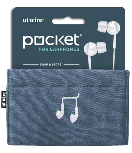UT Wire Pocket Snap & Store Earphone Case Pouch, Slate Blue with Solid Grey Interior - color: Slate Blue, size: Earbud Case
