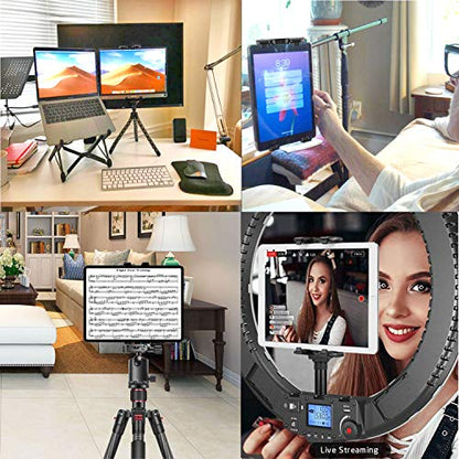 IPad Tripod Mount Adapter 360 Degree Rotatable Universal Tablet Clamp Holder for iPad Pro 12.9 11 10.5, iPad Air Mini, Surface Tab, Galaxy Tab and 3.5 to 13.5in Phone Tablet, for Tripod, Monopod
