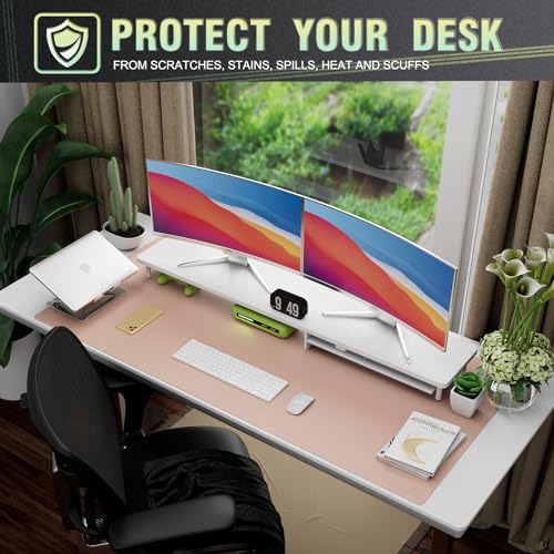 K KNODEL Large Office Leather Desk Mat, Mouse and Keyboard Pad, Computer and Laptop Mat, Desktop Protector and Cover, Writing Pad and Blotter (47.2"x23.6", Pink) - color: Pink, size: 47.2" x 23.6"