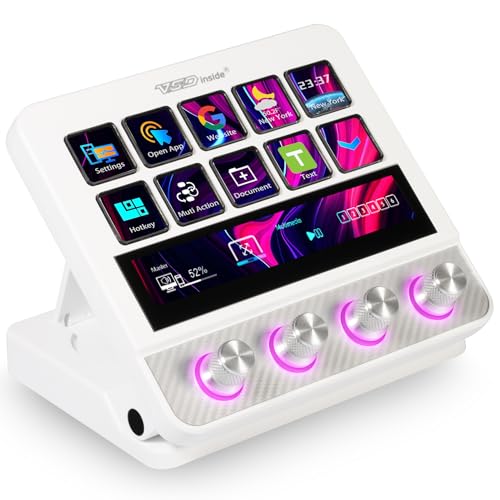 Macro Pad, Streaming Deck Stream Controller Soundboard Keypad, Programmable Keys USB Shortcut Keyboard for Gamer Streamer, Audio Mixer for OBS, YouTube, Office Desk Setup, PC, Mac - color: White
