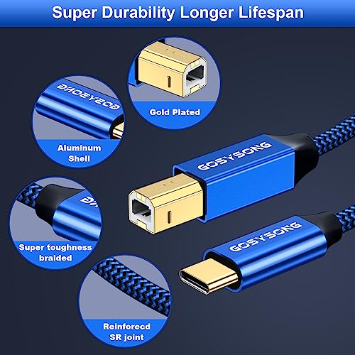 USB C Printer Cable 25ft, High Speed USB C Printer Cord Compatible with Printer, Scanner, Fax, Piano,Midi Keyboard,Audio Recording and More - size: 25ft, style: USB C Printer Cable