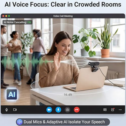 2K Webcam for PC Laptop,1080P@60FPS Streaming Camera with 1/2.8'' CMOS Sensor,PDAF Auto Focus,Dual Noise-Canceling Mics,Privacy Cover,Plug & Play for Gaming/Zoom/Skype/Teams/Live Streaming