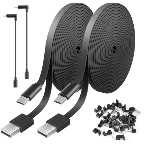 2 Pack 10FT Power Extension Cable for WyzeCam,Wyze Cam v4/v3/OG/v3 Pro,WyzeCam Pan,WYZE Cam OG,KasaCam Indoor,NestCam Indoor,Blink,Cloud Cam,USB to Micro USB Charging and Data Sync Cord - color: Black