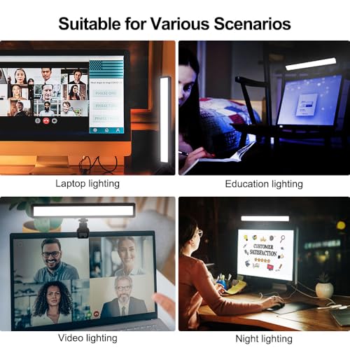 Video Conference Lighting for Computer,Portable Webcam Lights for Laptop with 3 Light Modes,Zoom Led Kit with Tripod & Clip for Live Streaming,Conferencing,Self Broadcasting,Vlog