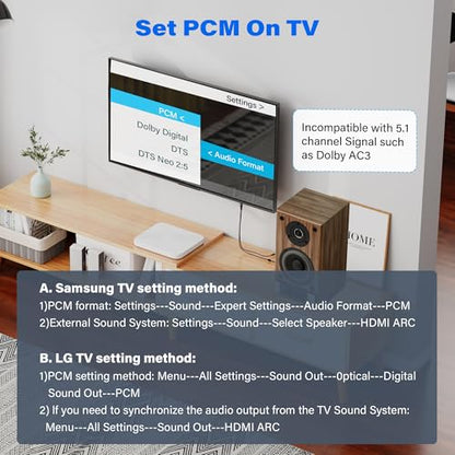 Unidirectional 192KHz HDMI ARC/eARC to Optical Toslink SPDIF Audio Extractor Splitter Converter Cable 10 Ft, USB Powered Digital Adapter for HDTV to Soundbar Home Theater Amplifier Old Speaker - size: 10FT