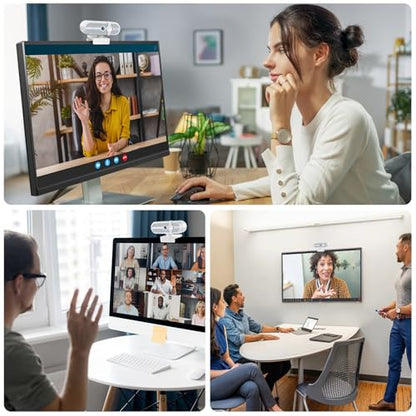 2K Webcam for PC, 5MP, Noise-reducing Microphone, 90° FOV, USB Webcam Plug & Play, Slide Privacy Cover, Suitable for Win 7/8/10 MacOS, Wide Compatibility for Zoom, Microsoft Teams - color: White