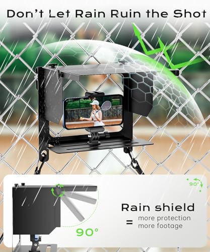 Cell Phone Fence Mount Shade - All-in-One Mounting Kit for iPhone, GoPro, Samsung, Mevo Start, Insta360 and Action Cameras, Ideal for Recording Baseball, Football, Tennis Games