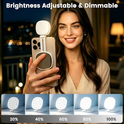 SJZXVZ Magnetic Selfie Light, 3-Mode Phone Light Compatible with Phone Magsa for Selfies/Photography/TikTok/Zoom Calls/Video Conference, Long-Lasting & Rechargeable, CRI97 - color: White